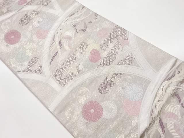 リサイクル　花鳥蒔絵青海文織出し袋帯